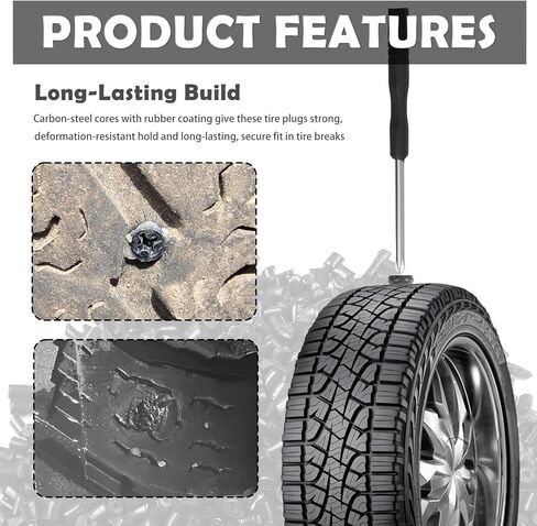 100 قطعة من مجموعة الأظافر المطاطية لإصلاح الإطارات بـ 3 أحجام، طقم سدادات الإطارات لإصلاحات الثقب في حالات الطوارئ، طقم سدادات براغي متينة في الإطارات كمجموعات إصلاح الإطارات الاحترافية مع مفك براغي in Kuwait