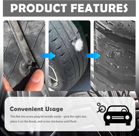 100 قطعة من مجموعة الأظافر المطاطية لإصلاح الإطارات بـ 3 أحجام، طقم سدادات الإطارات لإصلاحات الثقب في حالات الطوارئ، طقم سدادات براغي متينة في الإطارات كمجموعات إصلاح الإطارات الاحترافية مع مفك براغي in Kuwait