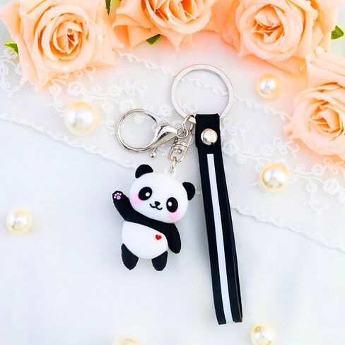 هدايا الباندا للنساء الباندا المفاتيح الباندا الهدايا للفتيات الباندا الملحقات kawaii حقيبة الظهر الملحقات سلسلة المفاتيح للفتيات مفتاح حقيبة الديكور مع السوار in Saudi Arabia