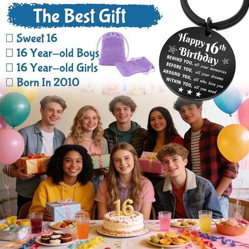 Sweet 16 Birthday Gifts for Girls Boys, 16th Happy Birthday Decorations for Men Women, Unique 16-18 Year Old Teen Boy Girl Bday Present - Born in 2010 Double-Sided Keychian with Inspirational Quotes in Saudi Arabia
