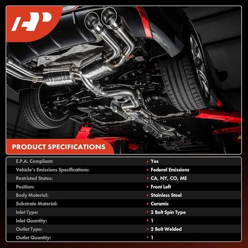 طقم المحول الحفاز الأمامي الأيسر A-Premium متوافق مباشرة مع سلسلة Jeep WK2 Grand Cherokee 2011-2021 وDodge Durango 2011-2023، 5.7L، E.P.A. متوافق in Saudi Arabia