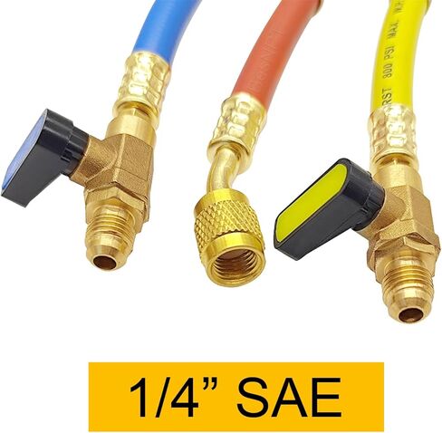 R134A R410A R22 R12 A/C Charging Hoses and Ball Valve Set,3 Color 7" Coded Hoses with Ball Valve 1/4" SAE Thread for AC HVAC Maintenance Kit and Air Condition Refrigeration Charging Tools in Saudi Arabia