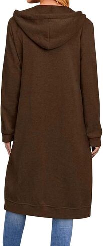 chouyatou Women's Long Zip Up Oversized Drawstring Hooded Hoodie Jacket Sweatshirt in Saudi Arabia
