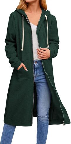 chouyatou Women's Long Zip Up Oversized Drawstring Hooded Hoodie Jacket Sweatshirt in Saudi Arabia