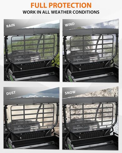 SAUTVS Rear Windshield for Kawasaki Mule SX SE XC LE FE 2017-2026 Accessories, Polycarbonate Clear Back Window with Noise Strip, Impact Resistant in Saudi Arabia