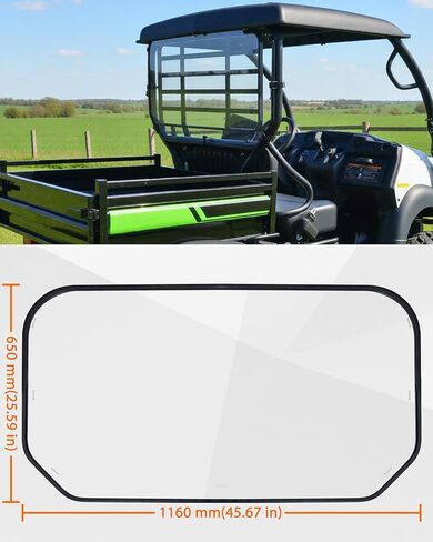 SAUTVS Rear Windshield for Kawasaki Mule SX SE XC LE FE 2017-2026 Accessories, Polycarbonate Clear Back Window with Noise Strip, Impact Resistant in Saudi Arabia