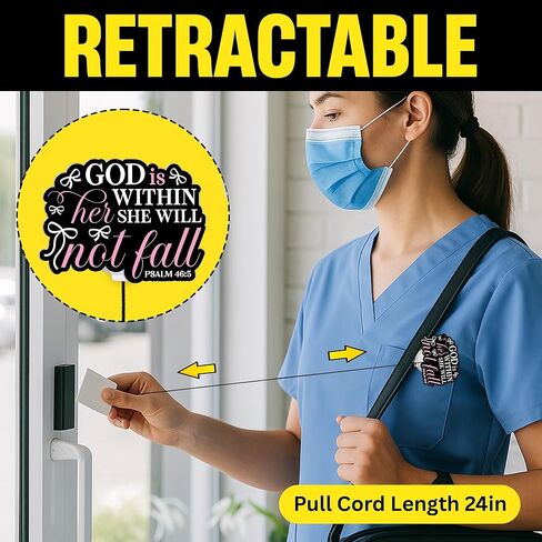God is Within Her She Will Not Fall Badge Reel, Retractable ID Holder with Inspirational Scripture Quote & Alligator Clip for Nurses, Teachers & Office Staff in Kuwait