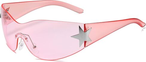 AIEYEZO Fashion Rimless Y2K Sunglasses for Women Men 2000s Wrap Around Style Sun Glasses Trendy Y2K Shades in Kuwait