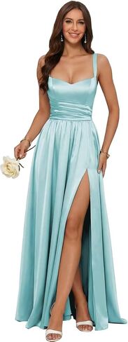 Floral Jacquard Prom Dresses Spaghetti Straps A Line Formal Evening Party Dress with Slit in Saudi Arabia