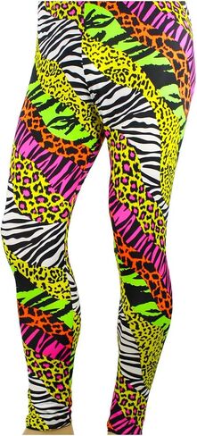 Largemouth Men's 80's Heavy Metal Pants Neon Rainbow Animal Print in Kuwait