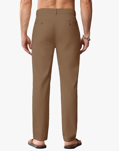 JWM Linen Dress Pants for Men Summer Casual Beach Lightweight Comfy Trousers Travel Vacasion Pants with Zipper Pocket 30" 32" in Kuwait