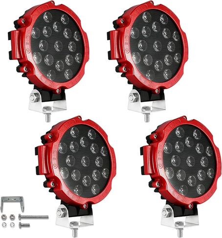 مصابيح LED مستديرة للطرق الوعرة 7 بوصة 51 وات 5000LM مجموعة بقعة وفيضان IP67 مقاومة للماء للقيادة/أضواء الضباب للشاحنات وجيب وسيارات الدفع الرباعي وATV وUTV و4x4 والقارب in Saudi Arabia