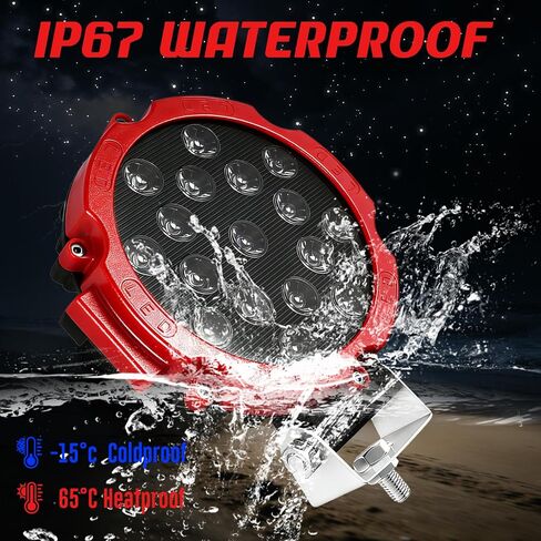 مصابيح LED مستديرة للطرق الوعرة 7 بوصة 51 وات 5000LM مجموعة بقعة وفيضان IP67 مقاومة للماء للقيادة/أضواء الضباب للشاحنات وجيب وسيارات الدفع الرباعي وATV وUTV و4x4 والقارب in Saudi Arabia