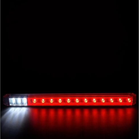 2 قطعة 18 بوصة LED شريط إضاءة مزدوج الوظيفة - إيقاف، ذيل، دوران، توهج نيون وإضاءة احتياطية - 12 مصباح LED أحمر/9 أبيض، فائق السطوع، مقاوم للطقس IP67، DOT FMVSS متوافق مع المقطورات RVs Campers، 12V in Saudi Arabia