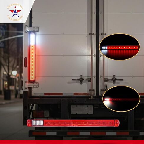 2 قطعة 18 بوصة LED شريط إضاءة مزدوج الوظيفة - إيقاف، ذيل، دوران، توهج نيون وإضاءة احتياطية - 12 مصباح LED أحمر/9 أبيض، فائق السطوع، مقاوم للطقس IP67، DOT FMVSS متوافق مع المقطورات RVs Campers، 12V in Saudi Arabia
