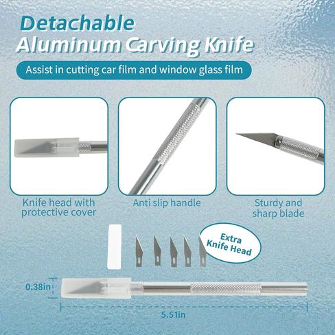 تشتمل مجموعة الأفلام المكونة من خمس قطع على مكشطة لباد ولباد إضافي وسكين نحت وخمس شفرات إضافية وزجاجة رذاذ سعة 300 مل. مناسبة لفيلم تلوين الزجاج، فيلم نافذة السيارة. in Kuwait