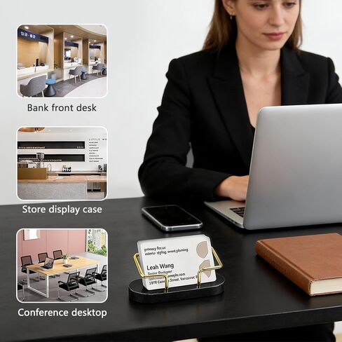 Marble Business Card Holder, 2 Pack Modern Business Card Display Stand for Desk, Gift Cards Organizer for Office, Reception, Desktop in Kuwait