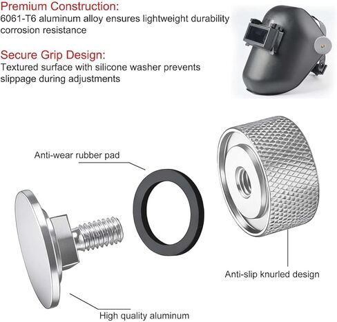 4 قطع من مثبتات خوذة اللحام من سبائك الألومنيوم مع غسالة سيليكون مضادة للانزلاق - قطع غيار متينة لبطانة الأنابيب (فضي) in Kuwait