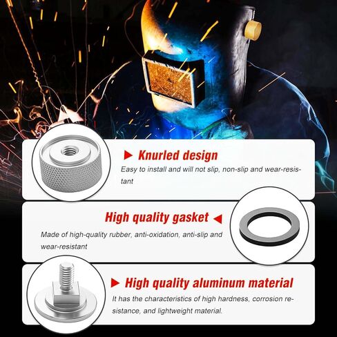 4 قطع من مثبتات خوذة اللحام من سبائك الألومنيوم مع غسالة سيليكون مضادة للانزلاق - قطع غيار متينة لبطانة الأنابيب (فضي) in Kuwait