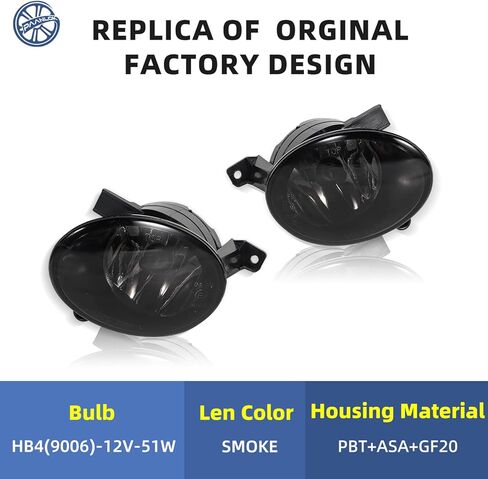 مصابيح الضباب SAE J583 لمنصة VW Mk6 (2010-2015) - ملائمة مباشرة للجولف/جيتا/بيتل/Eos مع مصد جاهز للضباب، بديل (دخان) in Kuwait