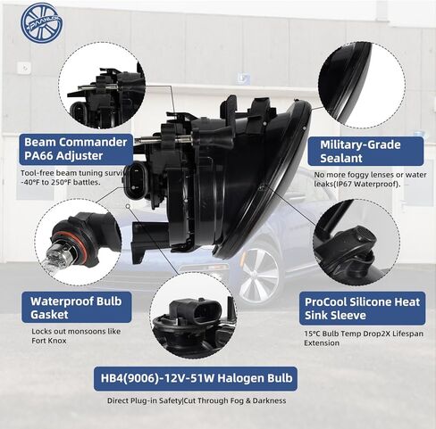 مصابيح الضباب SAE J583 لمنصة VW Mk6 (2010-2015) - ملائمة مباشرة للجولف/جيتا/بيتل/Eos مع مصد جاهز للضباب، بديل (دخان) in Kuwait