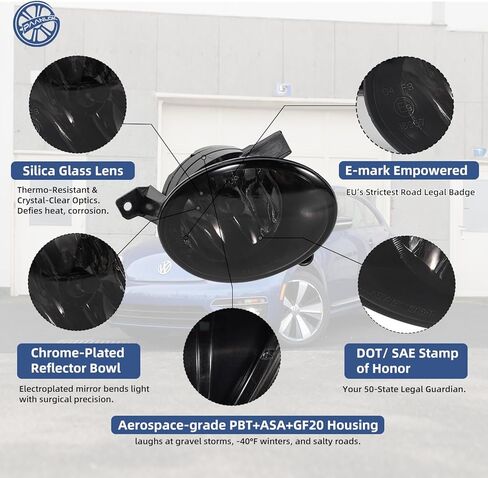 مصابيح الضباب SAE J583 لمنصة VW Mk6 (2010-2015) - ملائمة مباشرة للجولف/جيتا/بيتل/Eos مع مصد جاهز للضباب، بديل (دخان) in Kuwait