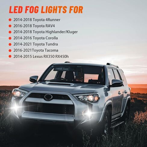مصابيح ضباب LED تناسب 16-21 تويوتا تاكوما، لـ 14-21 تندرا، لـ 14-16 كورولا، لـ 14-18 هايلاندر / كلوجر / 4 رنر، لـ 16-18 RAV4، مناسبة لـ 14-15 لكزس RX350 RX450h، مصابيح ضباب LED مُعدلة وترقية in Saudi Arabia