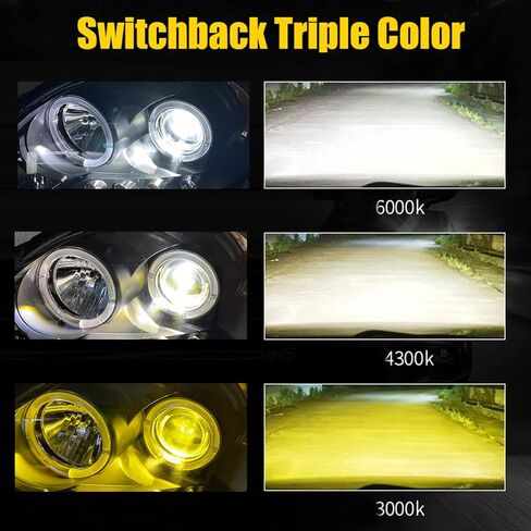 SOCAL-LED LIGHTING H11 Yellow Fog Light Bulbs 3-In-1 Switchback Bulb for Powersports ATV/UTV 40W High Bright Cool White to Golden Yellow, Strobe Flashing Lights, Pack of 2 in Kuwait