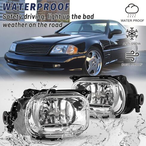 مصابيح الضباب الخفيفة المتوافقة مع Mercedez Benz E280/E500/E300/E320/E420/E430/E55 AMG مع لمبات H1 12V55W استبدال مجموعة مصابيح الضباب - زوج واحد (عدسة زجاجية شفافة) in Saudi Arabia