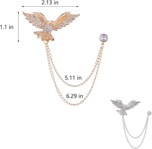 2 حزم البدلة دبابيس بروش للرجال النسر طية صدر السترة سلسلة دبابيس مجوهرات اكسسوارات لبدلات الذهب والفضة دبابيس للرجال بدلة قميص ربطة عنق قبعة دبوس الموضة للسادة ملابس رسمية in Kuwait