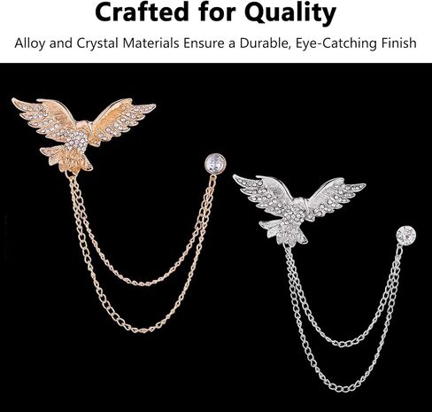 2 حزم البدلة دبابيس بروش للرجال النسر طية صدر السترة سلسلة دبابيس مجوهرات اكسسوارات لبدلات الذهب والفضة دبابيس للرجال بدلة قميص ربطة عنق قبعة دبوس الموضة للسادة ملابس رسمية in Kuwait