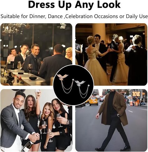 2 حزم البدلة دبابيس بروش للرجال النسر طية صدر السترة سلسلة دبابيس مجوهرات اكسسوارات لبدلات الذهب والفضة دبابيس للرجال بدلة قميص ربطة عنق قبعة دبوس الموضة للسادة ملابس رسمية in Kuwait