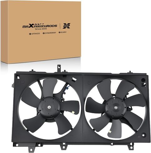 مجموعة مروحة تبريد المبرد المزدوج maxpeedingrods مع كفن لسوبارو فورستر 2004-2008 H4 2.5L 45121FE001 45122SA000 FA70507 in Saudi Arabia