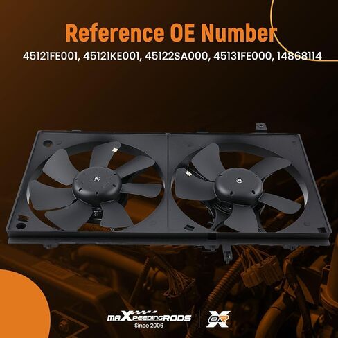 مجموعة مروحة تبريد المبرد المزدوج maxpeedingrods مع كفن لسوبارو فورستر 2004-2008 H4 2.5L 45121FE001 45122SA000 FA70507 in Saudi Arabia