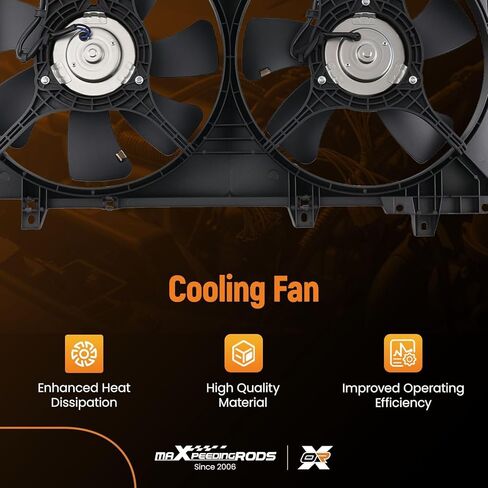 مجموعة مروحة تبريد المبرد المزدوج maxpeedingrods مع كفن لسوبارو فورستر 2004-2008 H4 2.5L 45121FE001 45122SA000 FA70507 in Saudi Arabia