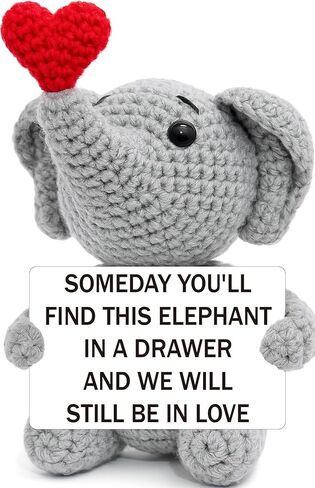 هدايا عيد الحب ذات مغزى لها، ذكرى زفاف فيل كروشيه لطيف، أحبك هدية للزوج والزوجة والصديقة والصديقة، هدية عيد ميلاد رومانسية للزوجين in Kuwait