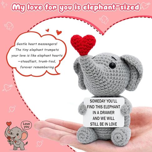 هدايا عيد الحب ذات مغزى لها، ذكرى زفاف فيل كروشيه لطيف، أحبك هدية للزوج والزوجة والصديقة والصديقة، هدية عيد ميلاد رومانسية للزوجين in Kuwait