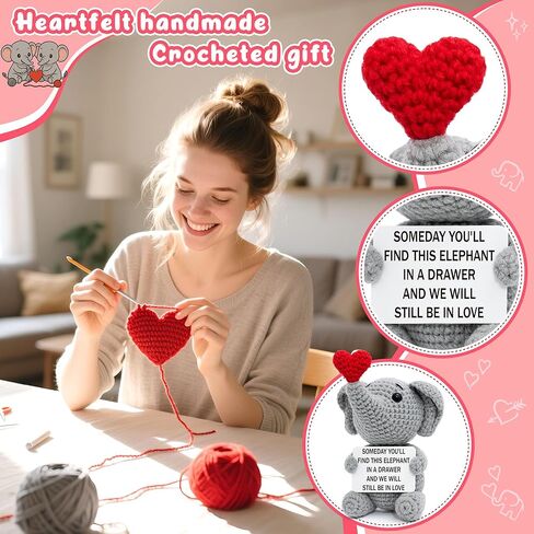 هدايا عيد الحب ذات مغزى لها، ذكرى زفاف فيل كروشيه لطيف، أحبك هدية للزوج والزوجة والصديقة والصديقة، هدية عيد ميلاد رومانسية للزوجين in Kuwait