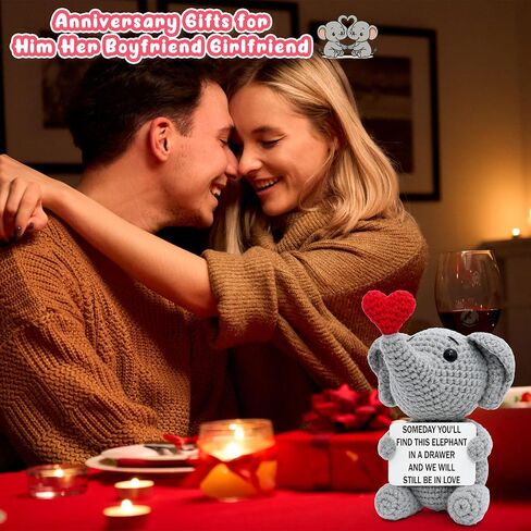 هدايا عيد الحب ذات مغزى لها، ذكرى زفاف فيل كروشيه لطيف، أحبك هدية للزوج والزوجة والصديقة والصديقة، هدية عيد ميلاد رومانسية للزوجين in Kuwait
