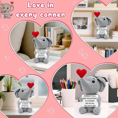 هدايا عيد الحب ذات مغزى لها، ذكرى زفاف فيل كروشيه لطيف، أحبك هدية للزوج والزوجة والصديقة والصديقة، هدية عيد ميلاد رومانسية للزوجين in Kuwait