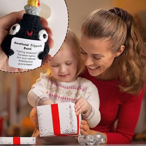Mini Emotional Support Crochet Bomb,Handmade Knitted Plush Home Decor Gift,Positive Crochet Gift,Random Stuff Weird Things Funniest Valentine's Day Gifts,In case of Emergency Birthday for Wife in Saudi Arabia