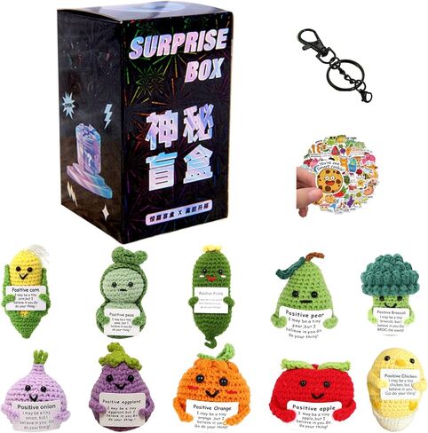 Handmade Crochet Emotional Support Plush Blind Box Mini Positive Animal Dolls with Inspirational Card, Motivational Sticker & Hook, Hanging & Desktop Gifts for Friend, Coworker & Teacher in Saudi Arabia