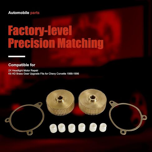 2X Heavy Duty Brass Headlight Motor Gear Repair Kit for 1988-1996 Corvette C4 - Replaces Plastic Gear, Fits All Models (ZR-1, GS, Base) - Includes Bushings & Gaskets in Saudi Arabia