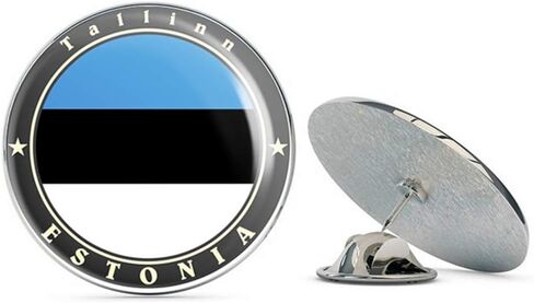 Tallinn Estonia Flag Round Metal 0.75" Lapel Pin Hat Shirt Pin Tie Tack Pinback in Saudi Arabia