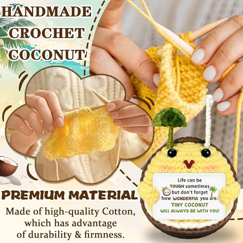 Christmas Birthday Gifts for Women Men Mini Handmade Crochet Coconut Emotional Inspirational Support Gift for Girlfriend Wife Husband Friends Back to School Coworkers Desk Home Fall Decor Thanksgiving in Saudi Arabia