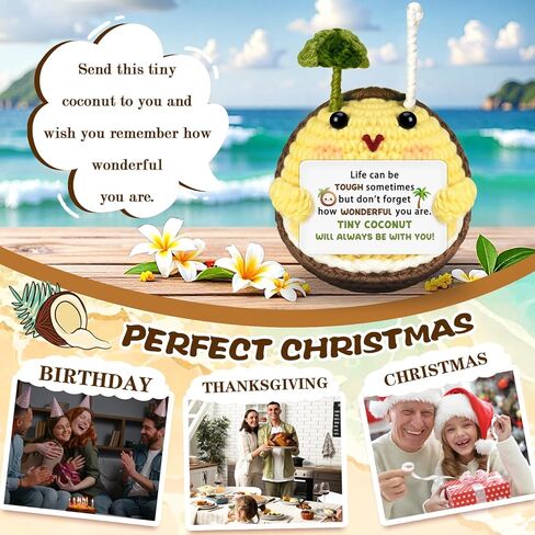 Christmas Birthday Gifts for Women Men Mini Handmade Crochet Coconut Emotional Inspirational Support Gift for Girlfriend Wife Husband Friends Back to School Coworkers Desk Home Fall Decor Thanksgiving in Saudi Arabia