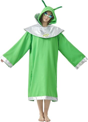 Adult Alien Costume Cosplay Cloak Robe Halloween Cartoon Alien Cape Women Men in Kuwait