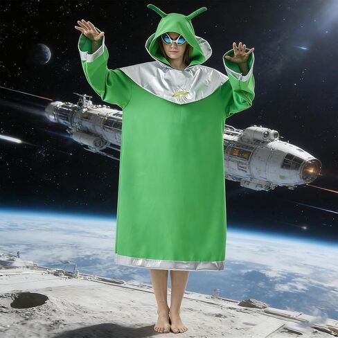 Adult Alien Costume Cosplay Cloak Robe Halloween Cartoon Alien Cape Women Men in Kuwait