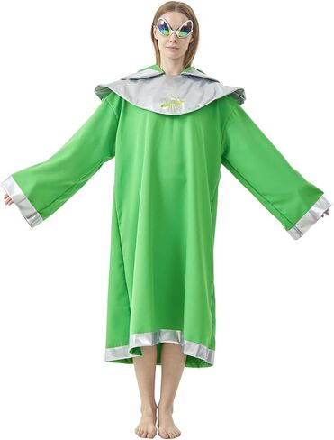 Adult Alien Costume Cosplay Cloak Robe Halloween Cartoon Alien Cape Women Men in Kuwait