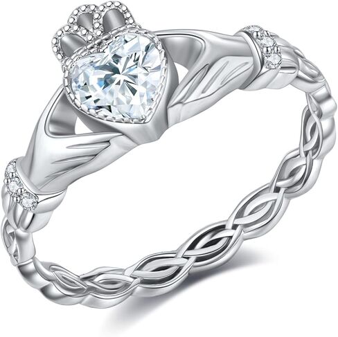 Claddagh Rings 925 Sterling Silver Claddagh Celtic Knot Promise Ring Wedding Engagement Celtic Irish Jewelry Mothers Gifts for Women Mom Grandma in Saudi Arabia
